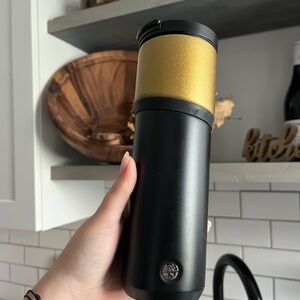 Starbucks Fall 2020 Matte Black Glitter Gold Stainless Steel Vacuum Tumbler 16oz
